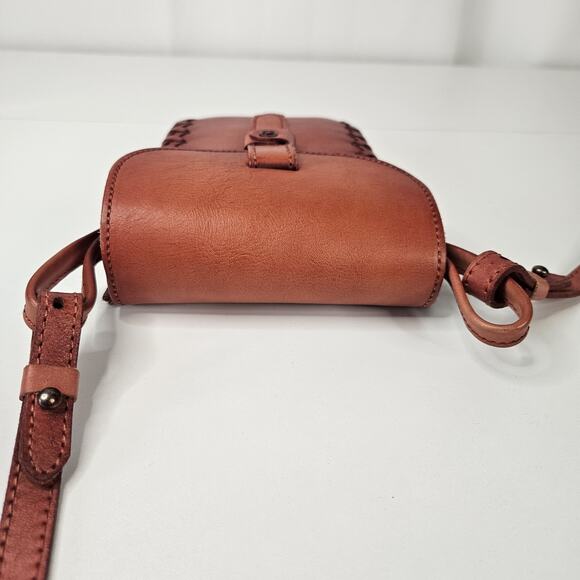 Montana West Genuine Leather Whipstitch Crossbody Micro Bag Red Leather Western - Picture 4 of 11